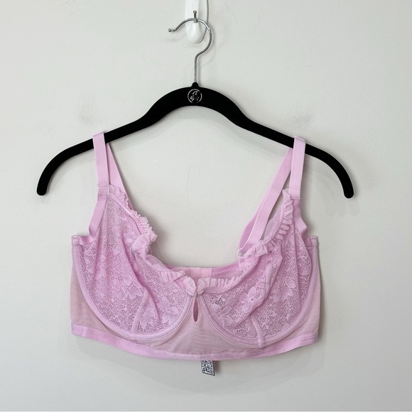 Adore Me Maddie Lace Bra Pink Lavender Demi Unlined Underwire - Picture 1 of 7